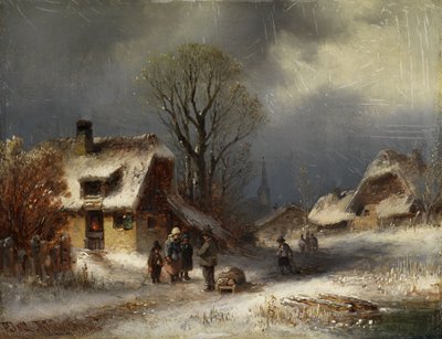 Winterliche Dorfszene von Anton Doll
